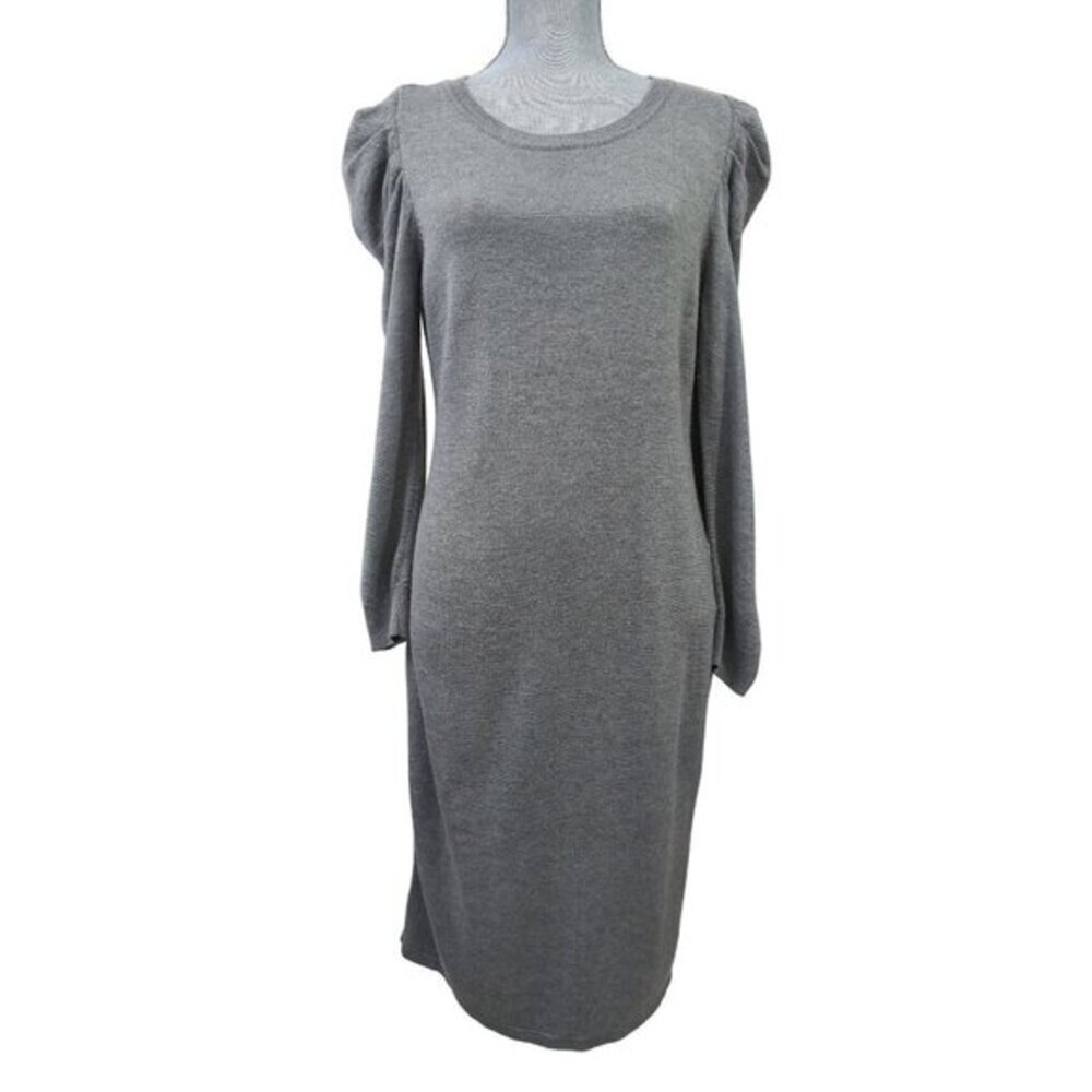 Calvin Klein Knit‎ Dress Womens M Gray Pullover Long Sleeve Career Minimalist